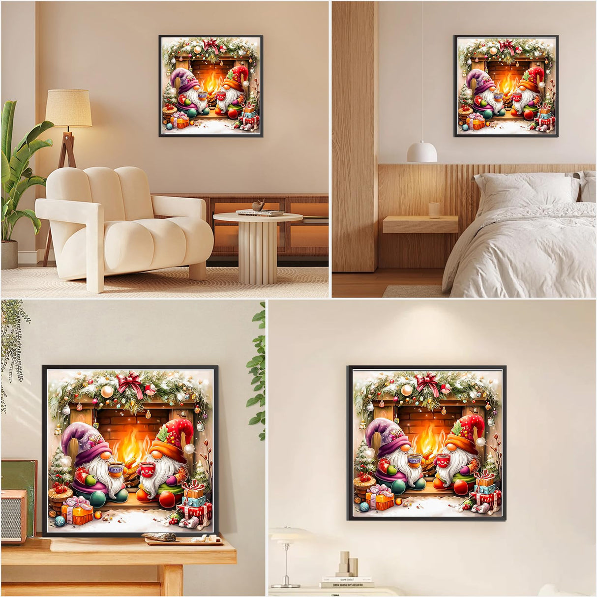 EOBROMD Christmas Paint by Numbers Kits for Adults, Gnome DIY Kits Crafts for Beginner, Christmas Painting Adults, Oil Paint by Numbers for Home Decor Gift 16x16inch(Without Frame) EOBROMD