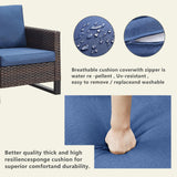 Rilyson Patio Furniture Swivel Chiars Set - 6 Piece Wicker Outdoor Patio Conversation Set with Rattan Rocking Glider Chair,Ottoman Sofa and Coffee Table for Porch Deck Garden(Brown/Blue) Rilyson