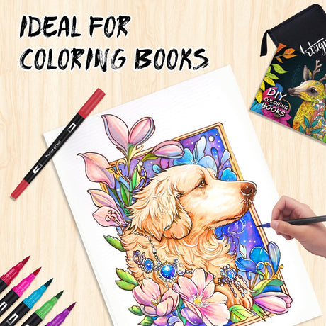 Dual Markers Brush Pens for Adult Kids Coloring Books, 72 Colors Art Marker Set with Fine & Brush Tip Pen for Bullet Journaling, Coloring, Drawing, Hand Lettering, Calligraphy, Art Supplies Artugn