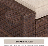 SOLAURA Patio Furniture Set Outdoor Conversation Set All Weather Wicker Furniture 4 Pieces Sectional Sofa Set with Tempered Glass Coffee Table-Brown SOLAURA