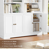 FINETONES 73" Tall Bookshelf with Doors, 6-Tier White Bookshelf Double Wide Bookcases and Bookshelves with Storage, Tall Book Shelf Large Bookcase Standing Book Cabinet for Home Office FINETONES