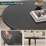 SAYGOER Small Round Coffee Table, Black Coffee Tables for Living Room, Modern Center Table for Small Space Home Office Gardern, 27.6 × 27.6 × 17.7inch, Black SAYGOER