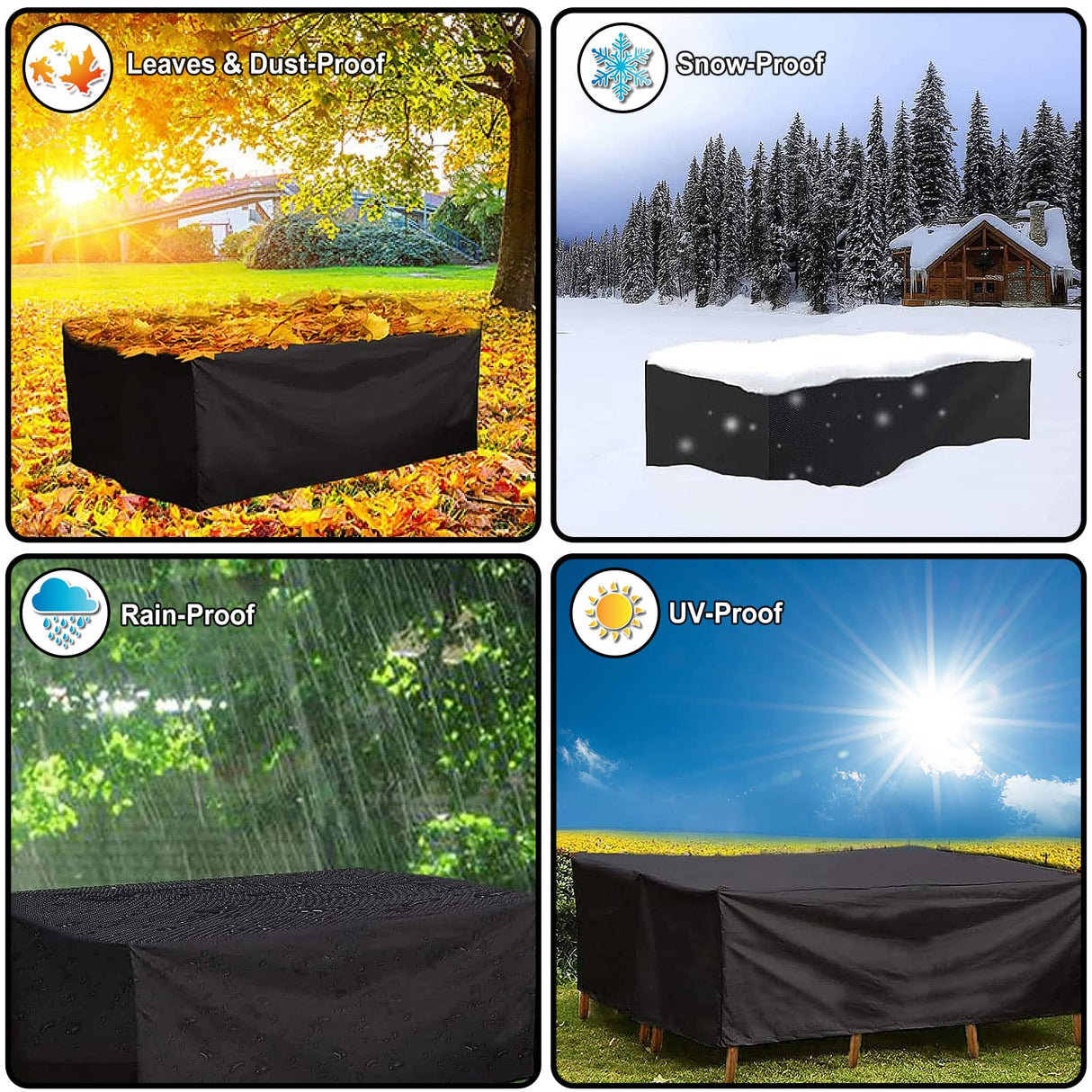 Patio Furniture Covers Waterproof, Outdoor Furniture Covers Rip-proof for Patio Furniture Set Table and Chairs, Windproof UV and Fade Resistant Outdoor Sectional Cover 74"L X 47"W X 28"H Lipneaed