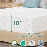 Full Memory Foam Mattress, 10 Inch Memory Foam Mattress in a Box, Fiberglass Free, Medium Feel, Breathable Cooling Layers, Certified Safe Materials for Pressure & Pain Relief, Soft and Comfortable Hoowlpoen