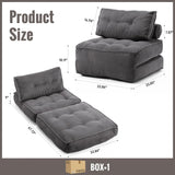 VIKAYAMICS Folding Sofa Bed Convertible Sleeper Chair 33" with Pillow Futon Boneless Couch with Back Support Small Couch for Living Room(Grey Single) VIKAYAMICS