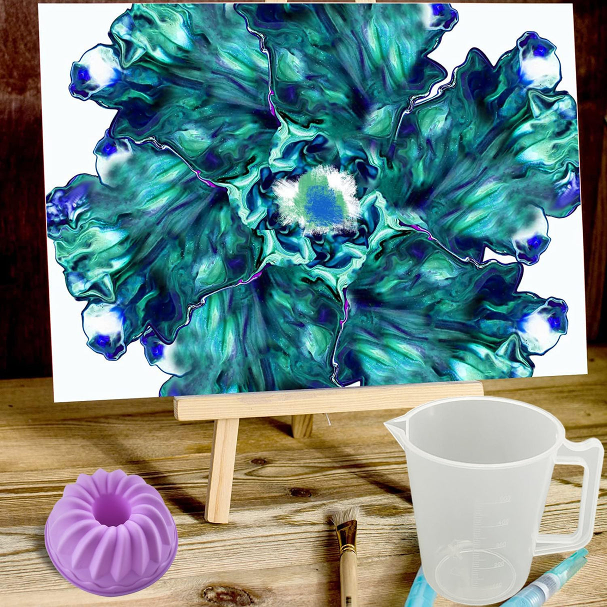 Paint Cup With Handle, Silicone Split Cup, Acrylic Pouring Strainers, Scrapers Kit for DIY Paint, Resin Molds, Epoxy Resin Art and Creating Unique Patterns Art Supplies FASALX