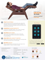 Human Touch Gravis ZG Zero Gravity Leather Massage Chair Recliner with Remote - Beech Wood - Saddle Dark Brown Leather Human Touch Gravis ZG