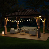 Yardsight 10'x12' Hardtop Gazebo, Outdoor Aluminum Frame Galvanized Steel Double Roof Pavilion with Netting and Shaded Curtains, Permanent Metal Pergolas for Patio, Backyard, Deck and Lawns. Yardsight