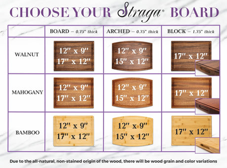 Straga Personalized Cutting Boards | Handmade Wood Engraved Charcuterie | Custom Wedding, Anniversary or Family Reunion Gift for Chef or Kitchen (Initial Design No.201) Straga