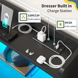 DurayLoly Modern Dresser for Bedroom with LED Light, 9 Drawer Black Dresser with Charging, Wooden Chest of Drawers, Large TV Stand for Bedroom DurayLoly