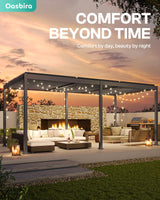 Louvered Pergola, 10 x 10 Aluminum Pergola, Outdoor Modern Design with Adjustable Roof and Hidden Drainage System, Durable for Gardens,Garden Yard, Deck (Dark Gray, 10x10) Oasbira