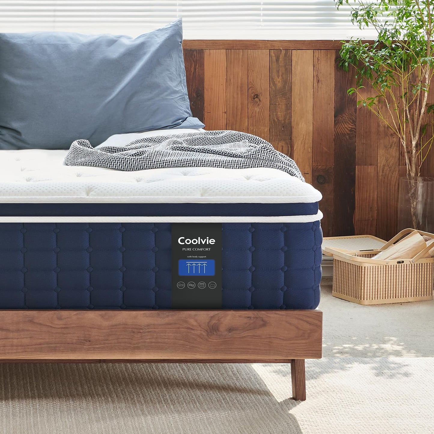 Coolvie King Mattress, 12 Inch Mattress in a Box King Size, Hybrid Construction Individual Pocket Springs with CertiPUR-US Certified Foam, Cooler Sleep with Pressure Relief and Support