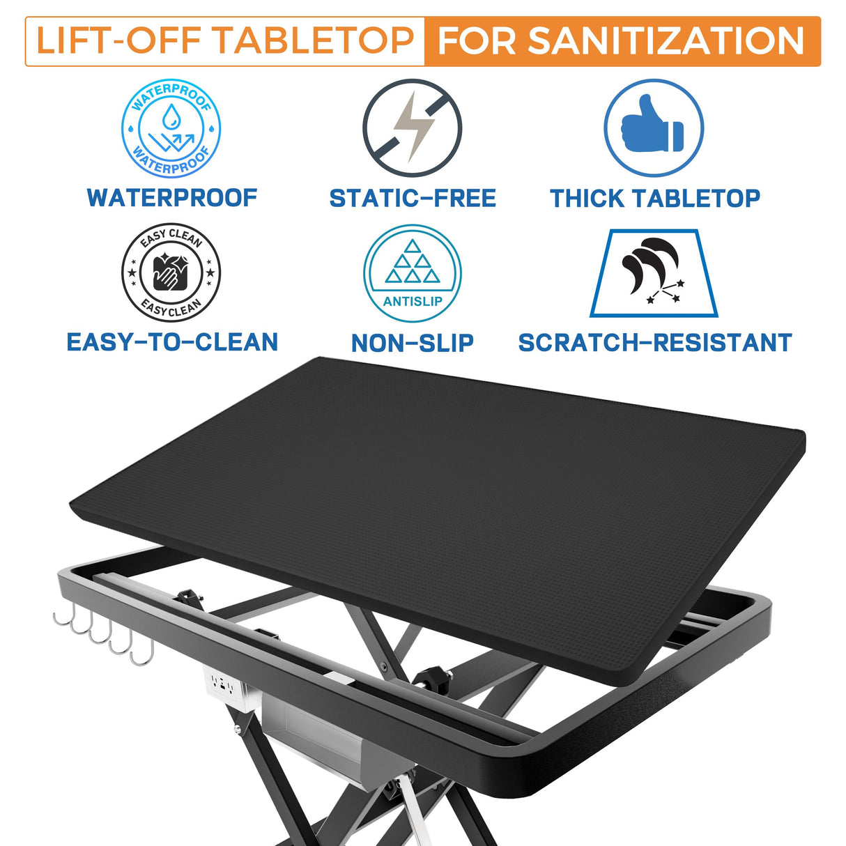 Professional Super Low-Step Electric Dog Grooming Table 49.2", Heavy Duty, Anti-Slip Tabletop, Height Adjustable Dog Table with Lockable Casters, Stainless Grooming Overhead Arm, Dog Grooming Station Burano