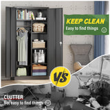 Greenvelly Metal Wardrobe Closet with Doors and Shelves,72" Black Armoire Wardrobe Closet for Hanging Clothes for Office, Home, School, Employee,Gym Greenvelly