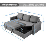 Yaheetech Sleeper Sofa Pull Out Sofa Bed 2 in 1 Sectional Sleeper Couches with Chaise L-Shaped Reversible Daybed with Pull Out Bed & Storage for Living Room Bedroom Apartment Light Gray Yaheetech