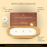 Spotless Leopard Pure Vanilla Bowl Candle -Vanilla Wooden Dough Bowl Candle Three Wooden Wicks - 240g (8.5 oz) in Gift Box and Protective Shipping Box Gift for Her Spotless Leopard