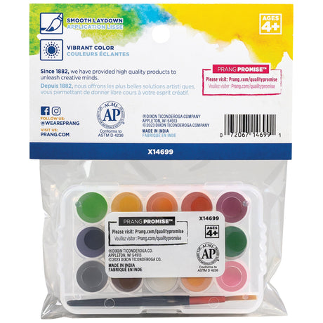 Prang Mini Watercolor Paint Sets, (Bulk Pack of 24) Palette Tray and Brush, 15 Assorted Colors, Art Party Favors, Prizes, Stocking Stuffers Prang