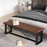 Giantex 56.5" L Wood Dining Bench, Industrial Table Bench w Metal Frame, Adjustable Footpads, 440LBS Load Capacity, Farmhouse Bench for Kitchen, Dining, Living Room, Entryway (Brown, Rectangular) Giantex