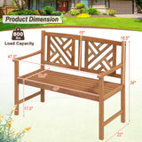 Giantex 2-Person Acacia Wood Outdoor Loveseat Bench - Sturdy Backrest & Armrests, 800lbs Capacity Giantex