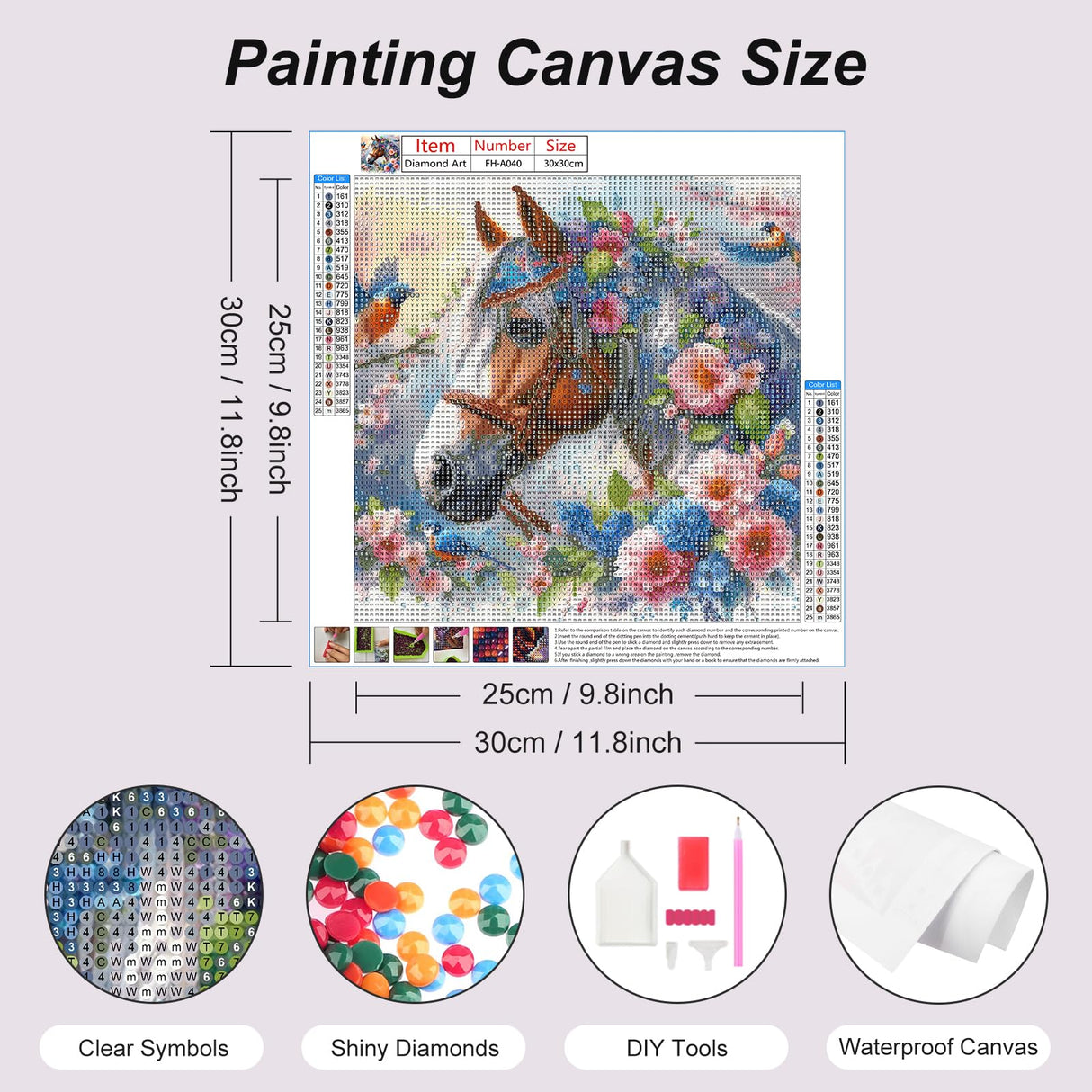 FHBUBPUP 5D Diamond Painting Kits for Adults, Horse Diamond Art Kits for Adults Beginners - DIY Full Drill Round Diamond Dot Gem Art, Craft Gift Suitable for Home Wall Decoration 12×12Inch FHBUBPUP