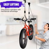 TRUSOON Bike Hoist, Heavy Duty Ebike Lift Pulley System for Garage Ceiling Overhead Storage for Bicycle, Ladders, Snowboard, Holds Up to 85 lbs Capacity, Fit 10-16 Foot High Ceilings TRUSOON