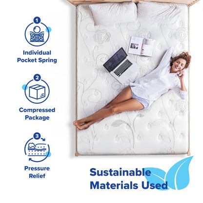 Olee Sleep King Mattress, 13 Inch Hybrid Mattress, Gel Infused Memory Foam, Pocket Spring for Support and Pressure Relief, CertiPUR-US Certified, Bed-in-a-Box, Firm, King Size