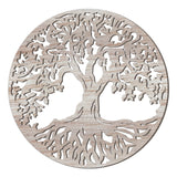 Tree of Life Wooden Wall Art Decor Wooden Wall Sculpture 11.8 Inch Tree of Life Wood Hollowed Out Hanging Sign for Farmhouse Home Hanging Decoration Supplies(White) Yalikop