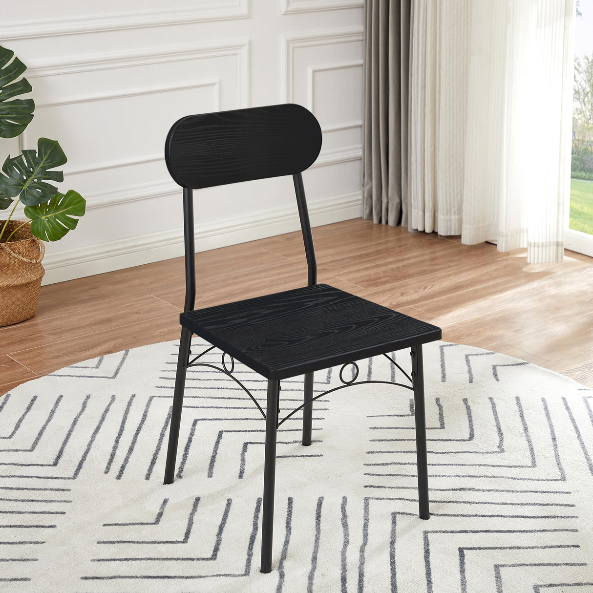 VECELO Dining Table Set for 4, 5 Piece Dinette with Chairs for Kitchen, Breakfast Nook and Small Space, Black VECELO