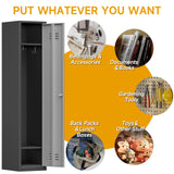 71'' Metal Locker with Keys for School,Gym,3 Tier Steel Office Storage Locker with Hook,Tall Cabinet for Employees (Black＆Gray, 1-Door) Firstsky