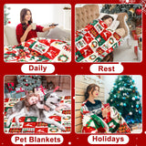 Jansun Christmas Throw Blanket, Snowman Tree Christmas Plaid Throw Blanket for Women Men Soft Couch Living Room Bed Blanket for Girls Boys, Red and Green Checkered Blanket for Christmas Jansun