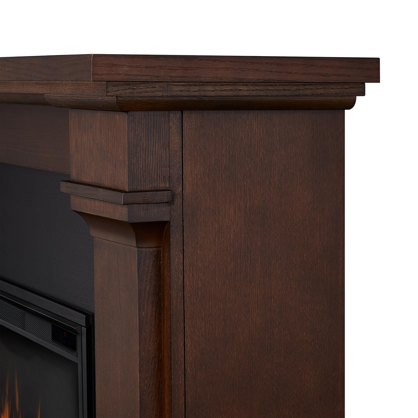 Real Flame Callaway 63" Grand Electric Fireplace with Mantel in Chestnut Oak, Free-Standing Oversized Indoor Electric Fireplace with Mantel, Adjustable Thermostat, Automatic Safety Shut-Off.