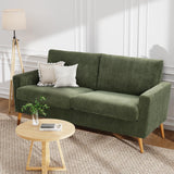 WEUP 68" Loveseat Sofa Green Corduroy Couch, Mid Century Modern Love Seat Couches for Living Room, Small Loveseat for Bedroom Office, Comfy Sofa with Spring Cushion, Solid Wood, Tool-Free Assembly WEUP