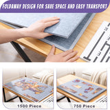 Tektalk Foldable Jigsaw Puzzle Board with 4 Angle Adjustable Bracket/Stand, Lightweight Portable Puzzle Mat Plateau with Wooden Easel, Foldaway Felt Puzzle Table, for Up to 1500 Pieces (Gray) Tektalk