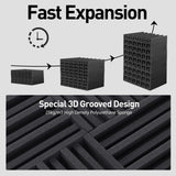 HERTBER-24 Pack Sound Proof Foam Panels for Walls Self-adhesive Grooved Black Acoustic Panels 12x12x2 Inches Soundproof Wall Panels High Density Acoustic Foam for Echoes Absorption and Noise Reduction HERTBER