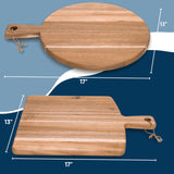 KOLWOVEN Acacia Wood Cutting Board 2 Pack with Handle, Wooden Charcuterie Board Large Paddle Carving Chopping Board Set, Serving Tray for Cheese Meat Fruit Pizza Bread Baking KOLWOVEN