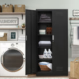 YEEZER Metal Storage Cabinet with Locking Doors and Shelves, 71" Large Garage Locker with 4 Adjustable Shelves, Steel File Cabinet for Office, Garage, Home & Pantry (White) YEEZER