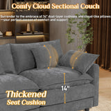 145" U Shaped Cloud Couch Sectionals Comfy Grey Sectional Couches for Living Room Modern Fluffy Oversized Modular Sofas, Chenille Large Big 6 Seat Sofa Set USB Port Central Console Ottoman ONEMMLION