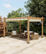 IDEALHOUSE Patio Pergola, Outdoor Patio Gazebo with Retractable Sun Shade, Metal Pergola Shelter for Backyard Deck Garden (Wood-Grain, 10 x 13 FT) IDEALHOUSE