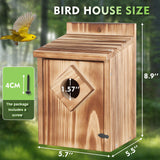 Gtongoko Bird Houses for Outside Clearance 1-3/5” Entrance Hole Wood Blue Birdhouses for Outdoors with Air Vents Easy to Clean Carbonized Wooden Nesting Box for Cardinals Swallows Finches Chickadee Gtongoko