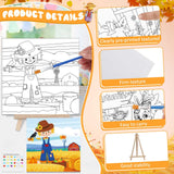 Tenceur 24 Pack Fall Pre Drawn Canvas for Painting Autumn Painting Canvas 6" x 6" Thanksgiving Predrawn Coloring Canvas Set for Adult Kid Maple Pumpkin Scarecrow Pre Stretched Canvas Board for Party Tenceur