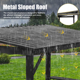 Domi 6.5x12FT Hardtop Grill Gazebo, Outdoor BBQ Gazebo with Galvanized Steel Sloping Roof, Metal Permanent Sun Shade Grill Canopy Shelter with 2 Side Shelves and Ceiling Hooks for Patio Yard, Gray domi outdoor living