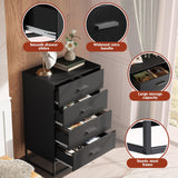 WLIVE Black Dresser for Bedroom with 4 Drawers, Tall Dresser with Sturdy Metal Frame, Wood Chest of Drawers for Closet, Living Room, Hallway WLIVE