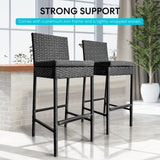 VIVOHOME Outdoor Wicker Barstool 4 Packs, Bar Chairs PE Rattan Materail, Patio Stools with Cushions, Black VIVOHOME