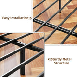 Queen Canopy Bed Frame with Storage Headboard and Charging Station in Vintage Brown LIKIMIO