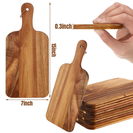 18 Pcs Cutting Board Set Plain Chopping Board with Handles Laser Engraving Serving Board Wooden Charcuterie Kitchen Board Bulk for DIY Housewarming Mother's Day Gift (15 x 7 Inch, Acacia) Irenare
