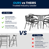 Flash Furniture 5-Piece Patio Dining Set with 31.5" Square Glass Metal Table and 4 Stackable Slat Back Chairs, Indoor/Outdoor Bistro Table and Chairs Set, Black Flash Furniture