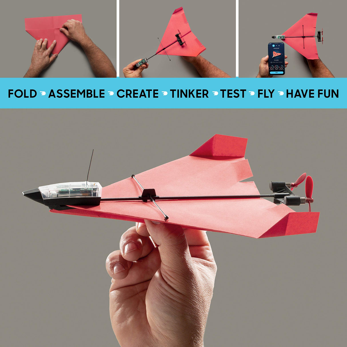POWERUP 4.0 The Next-Generation Smartphone Controlled Paper Airplane Kit, RC Controlled. Easy to Fly with Autopilot & Gyro Stabilizer. for Hobbyists, Pilots, Tinkerers. POWERUP