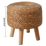 YMYNY Foot Stool Natural Seagrass Hand Weave, 12.6" Small Ottoman, Round Footrest for Living Room, Bedroom, Entryway, Change Shoes Stool, Non-Skid Wood Legs, Boho, Natural, UHBD027N YMYNY