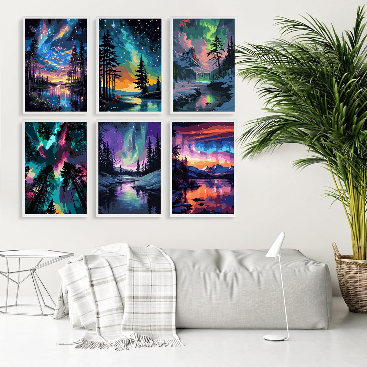 6 Pack Paint by Numbers Kit for Adults-Aurora Adult Paint by Number Kits on Canvas for Beginners,Nature Scenery DIY Acrylic Number Painting Kits for Home Wall Decor Gift 11.8x15.7Inch (Without Frame) RYMILIE