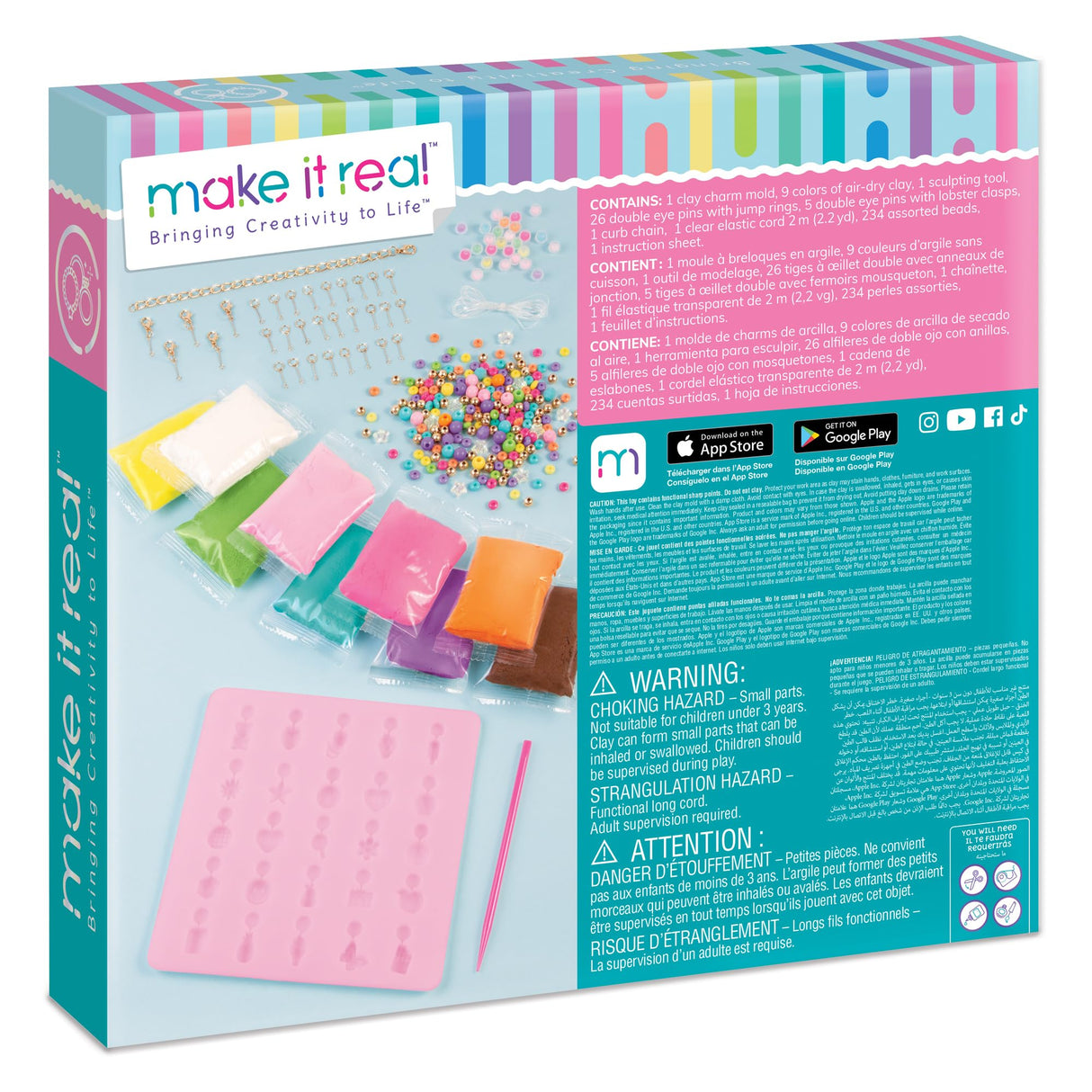 Make It Real:Clay Charm DIY Jewelry Kit - Make 30+ Clay No Bake Charms to Attach to Your Chain, Arts & Crafts, Girls & Kids Ages 8+ Make It Real